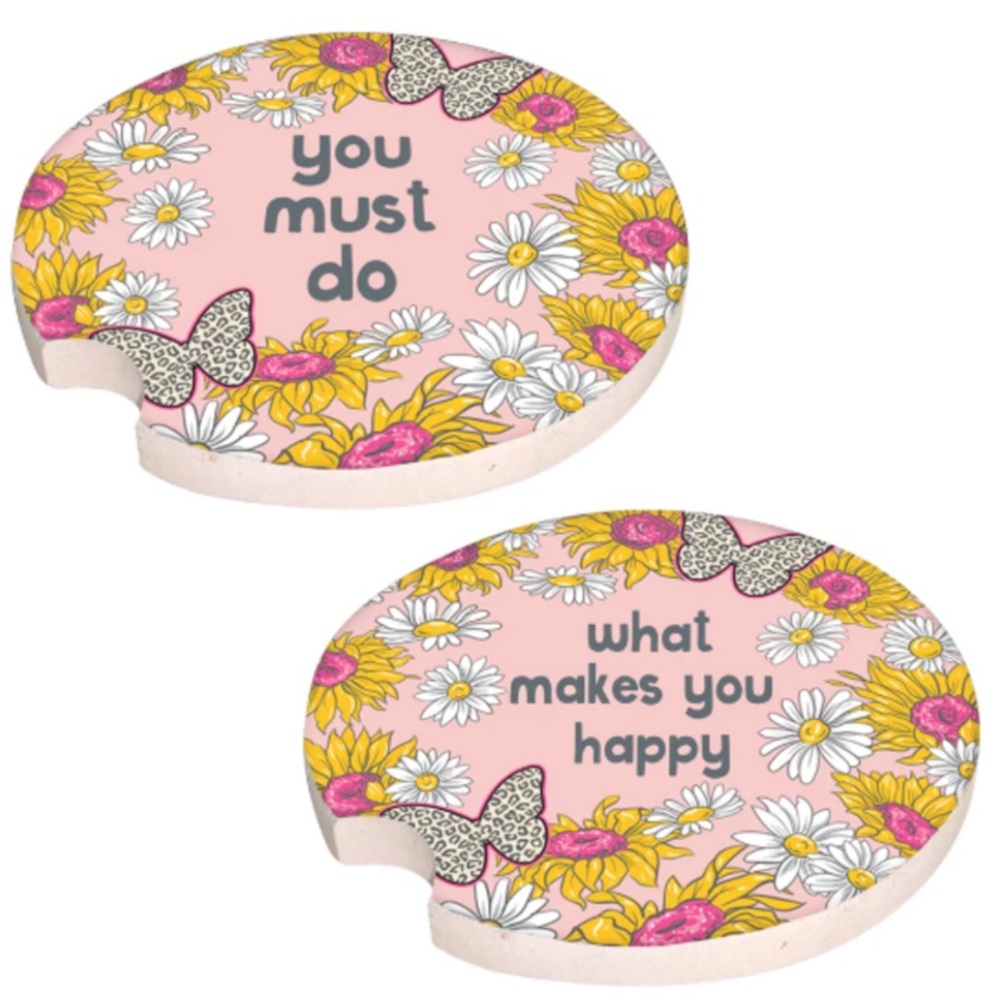 Simply Southern You Must Do What Makes You Happy Car Coaster - Set of 2